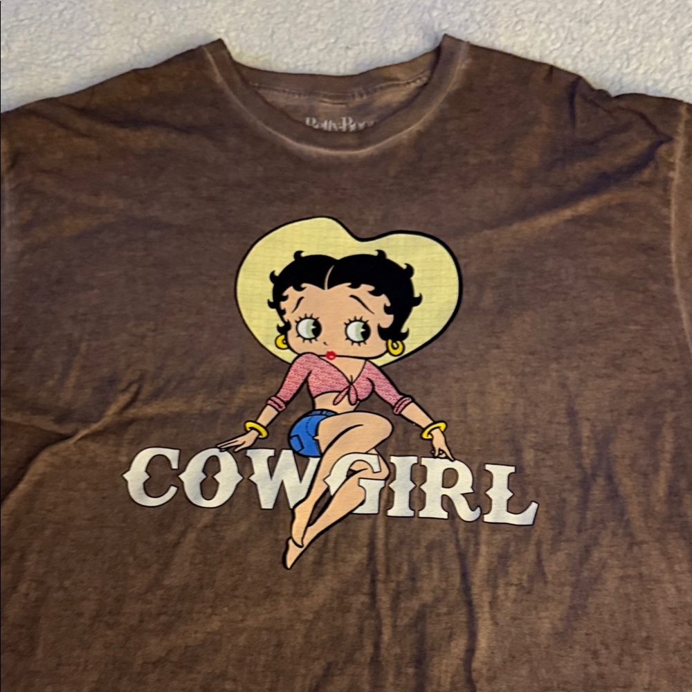 Betty Boop Brown Cowgirl Graphic Tee